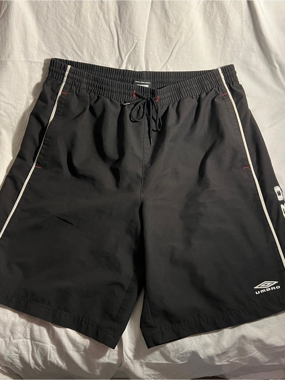 Umbro Black Athletic Shorts with White Piping